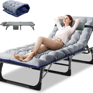 Slsy 5-Position Adjustable Folding Lounge Chair And Cot - 75.2" x 25.6" x 11.8"