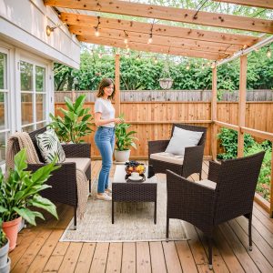 4-Piece Patio Rattan Wicker Furniture Set - T-LCRF834M18