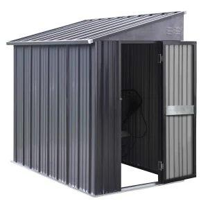 VEIKOUS Outdoor Lean-To Storage Shed 8' x 4', Grey