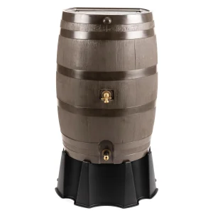50 Gallon Rain Barrel With Brass Spigot And Flat-Back Design