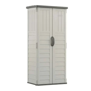 Suncast Resin Vertical Storage Shed, 22 Cubic Feet, Light Taupe, 2' 1.5in x 2' 8.5in x 6' - BMS1250