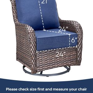 ACTREST Outdoor Seat Cushion Set, 2 Count, Navy Blue, 24 x 24 x 6 in