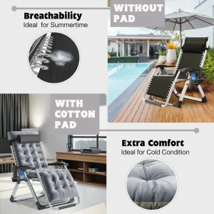 NAIZEA Zero Gravity Lawn Recliner Chairs, 2 Pack, Black
