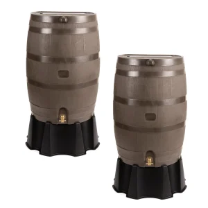 50 Gallon Rain Barrel With Brass Spigot And Flat-Back Design