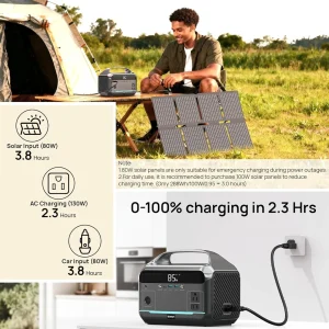 DaranEner Portable Power Station With 80W Solar Panel, 288Wh LiFePO4 Battery, 600W, 1200W Surge