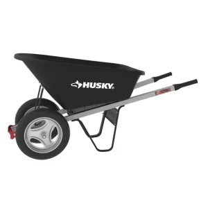 Husky 6 Cu. Ft. Poly Dual Wheel Wheelbarrow With Flat-Free Tires