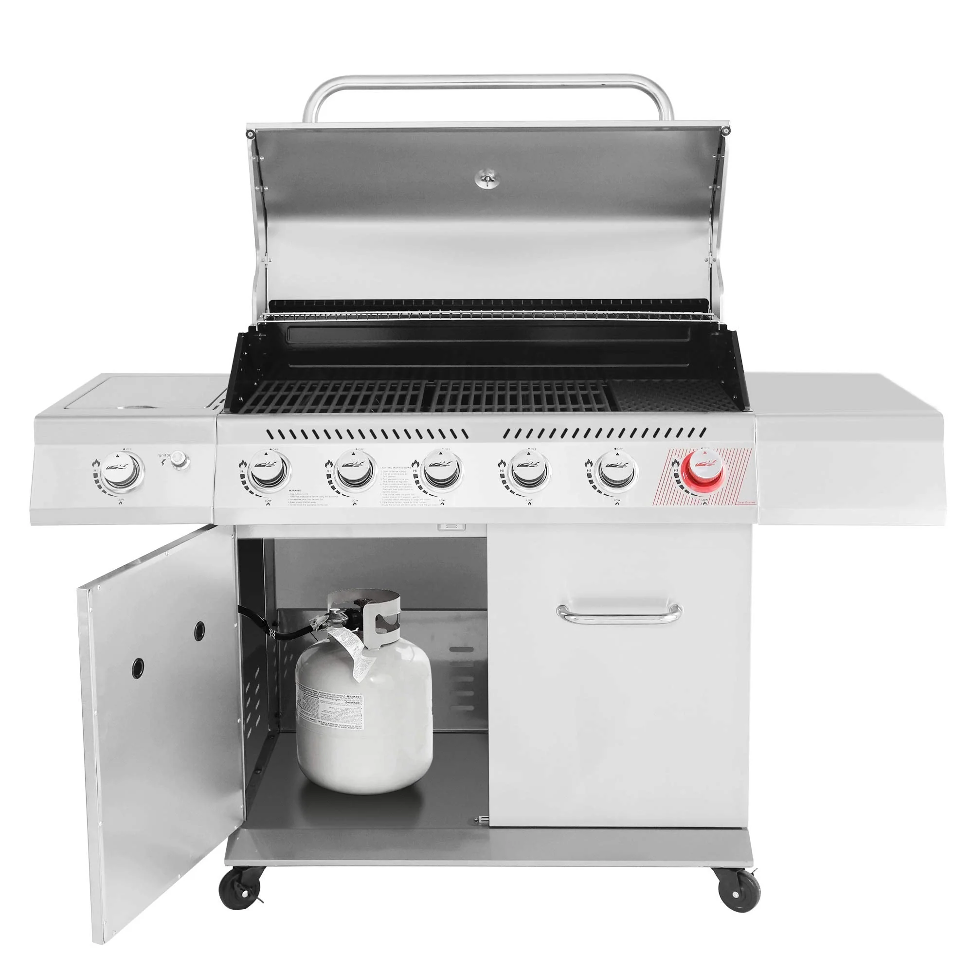 Stainless Steel 6-Burner Gas Grill - 74,000 BTU With Sear And Side Burner
