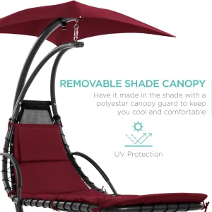 Best Choice Products Outdoor Hanging Steel Chaise Lounge Chair With Canopy, Charcoal Gray - SKY5871