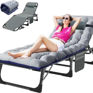 Slsy 5-Position Adjustable Folding Lounge Chair And Cot - 75.2" x 25.6" x 11.8"