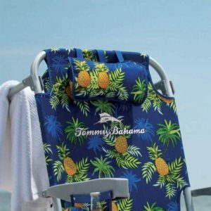 Tommy Bahama Folding Beach Deck Chair, Blue, Polyester Blend, Aluminum Frame - 735752