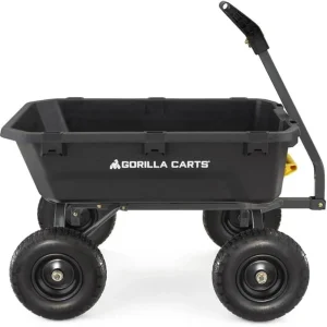 Poly Dump Garden Cart With No-Flat Tires, 7 Cubic Feet, 1200-Pound Capacity, Black - 7GCG-NF