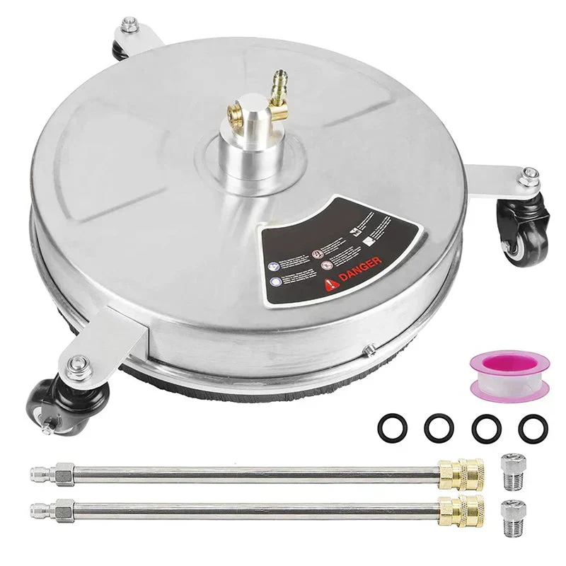 Twinkle Star 15 Inch Stainless Steel Pressure Washer Surface Cleaner With 2 Extension Wands And 2 Replacement Nozzles