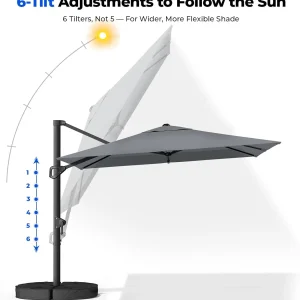 HOMSHADE Cantilever Patio Umbrella, 9x12FT, Grey, Aluminum, 360 Degree Rotation, 6 Tilts