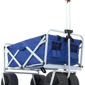 Mac Sports Heavy Duty Collapsible Folding All Terrain Utility Beach Wagon Cart, Blue/Black
