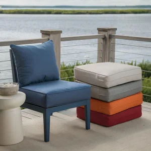 ACTREST Outdoor Seat Cushion Set, 2 Count, Navy Blue, 24 x 24 x 6 in