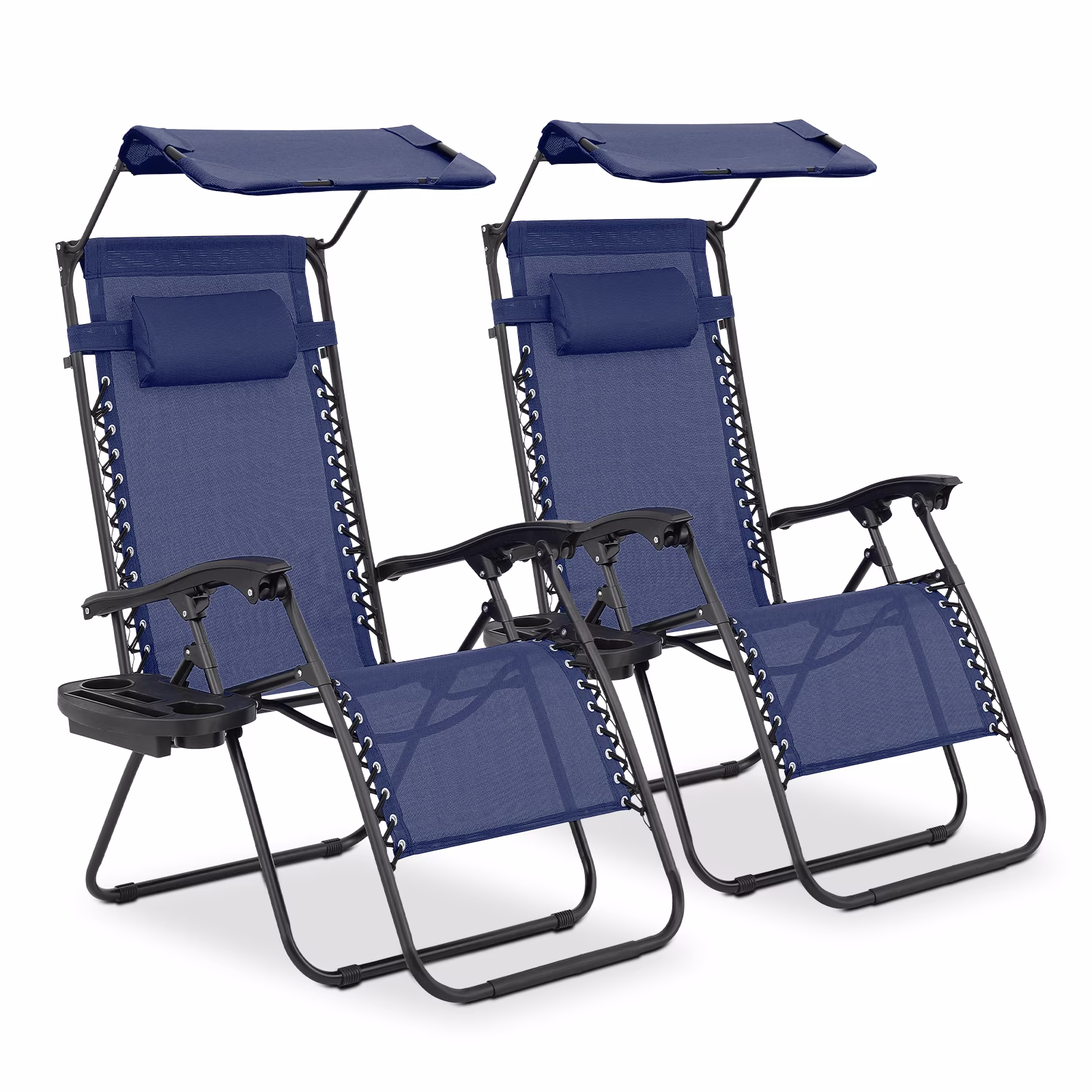 MoNiBloom Zero Gravity Reclining Chairs Set Of 2 With Canopy Shade And Headrest, Black - 330 lbs