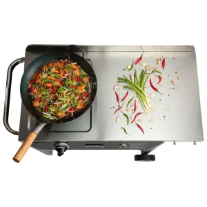 Cuisinart Outdoor Wok Station With Prep Table, 50,000 BTU, 14 inch Carbon Steel Wok - Black