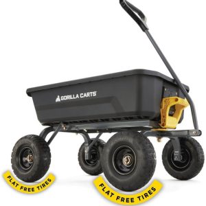 Poly Dump Garden Cart With No-Flat Tires, 7 Cubic Feet, 1200-Pound Capacity, Black - 7GCG-NF
