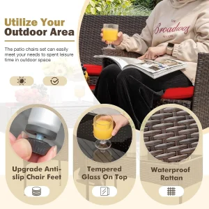 4-Piece Patio Rattan Wicker Furniture Set - T-LCRF834M18