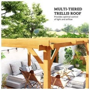 Wood Pergola 20 x 10 ft Dark Brown