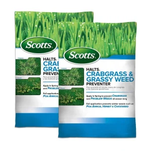 Scotts Halts Crabgrass & Grassy Weed Preventer - 2 x 10.06 lb Bags, 10,000 sq ft