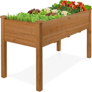 Wood Raised Garden Bed 72x23x30in, Natural, 300lb Capacity