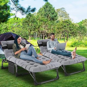 Slsy 5-Position Adjustable Folding Lounge Chair And Cot - 75.2" x 25.6" x 11.8"