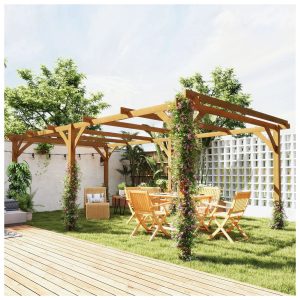 Wood Pergola 20 x 10 ft Dark Brown