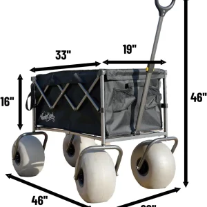 WONDERCAMEL Collapsible All-Terrain Beach Wagon With 13in Balloon Wheels, 185L, 46in D x 28.98in W x 46in H