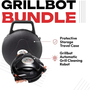 Grillbot Automatic Grill Cleaning Robot With Nylon Brushes, Black, Carry Case
