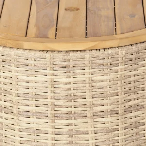 SAFAVIEH Couture Anguilla Outdoor Patio Round Wicker Coffee Table With Storage, Natural