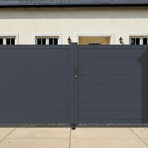 Casanoov Aluminum Swing Gate 392 cm x 161 cm Anthracite Gray RAL 7016 - KIT-000024
