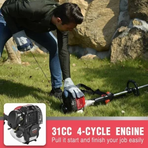 PowerSmart 4-Cycle 31cc 15lb Straight Shaft Gas String Trimmer And Brush Cutter