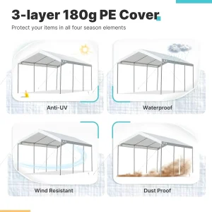 ADVANCE OUTDOOR Heavy Duty Portable Carport 10x20 ft, Beige
