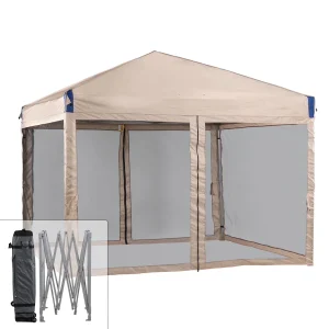 Aoodor Pop Up Canopy 12'x12' With Removable Mesh Sidewalls - Black