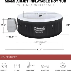 2-4 Person Inflatable Hot Tub With 120 Air Jets And Insulated Cover