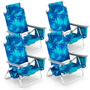 CraftPorch 4-Pack Folding Beach Chairs With 5-Position Recline