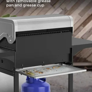 COWSAR 4-Burner Propane Gas Grill With Stainless Steel Burners, 44,000 BTU - 50.79in D x 21.65in W x 46.06in H