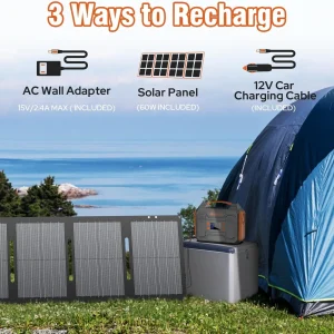 ZeroKor 300W Portable Power Station Bundle With 60W Solar Panel And 120W Power Bank