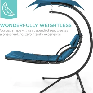 Best Choice Products Outdoor Hanging Steel Chaise Lounge Chair With Canopy, Charcoal Gray - SKY5871