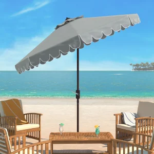 Safavieh Patio Umbrella 9' Crank Tilt Navy/White - Venice