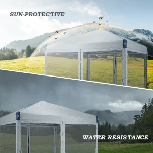 Aoodor Pop Up Canopy 12'x12' With Removable Mesh Sidewalls - Black