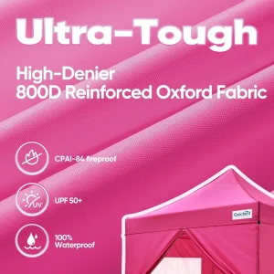 Quictent 10 x 10 ft Pop-Up Canopy Tent With Reflective Top, Fluorescent Rope And Vented Top