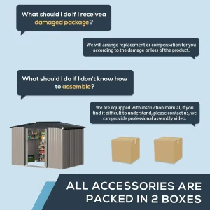 U-MAX 8 x 6 ft. Wood Grain Outdoor Metal Storage Shed With Lockable Door