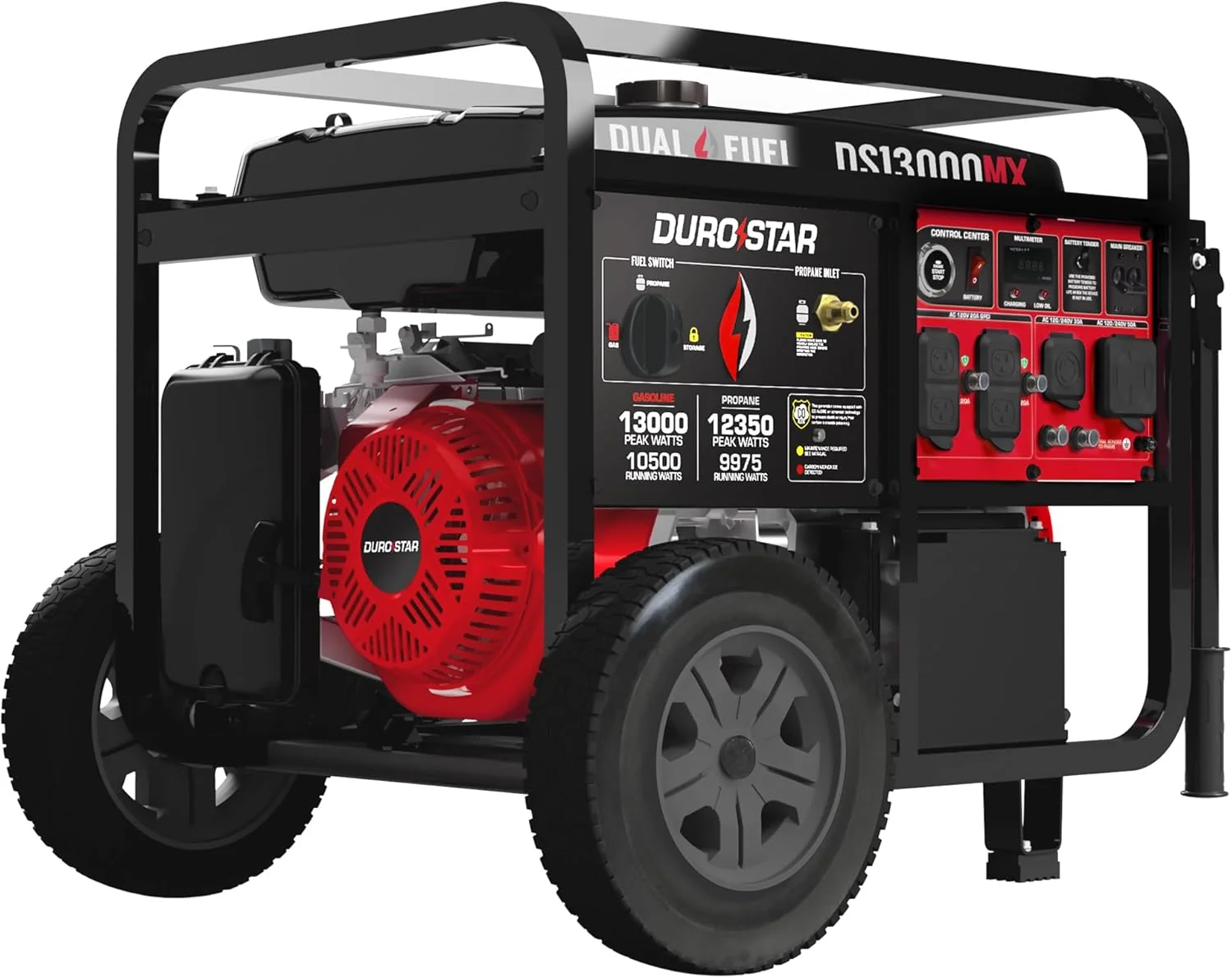 DuroStar Dual Fuel Portable Generator, 13,000-Watt, 500cc - DS13000MX