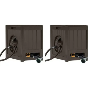 Suncast Water-Powered Auto Rewind Yard Hose Reel, Java, 125-Foot 5/8-Inch Capacity - 2 Pack
