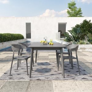 Novogratz Poolside Felix Stacking Dining Chairs, Indoor/Outdoor, 4-Pack, Charcoal