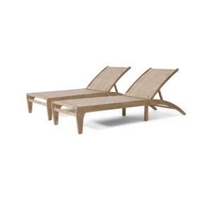 Outdoor Chaise Lounge, Single, Acacia Wood and Faux Rattan, Light Brown and Light Multibrown, 77.00 x 25.50 x 33.00 Inches - Shane