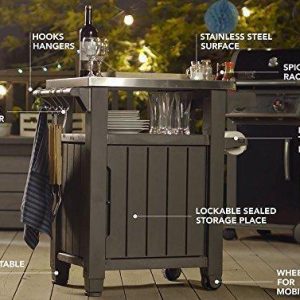 Keter Unity Outdoor Storage Table And Cabinet, 40 Gallons, Espresso Brown