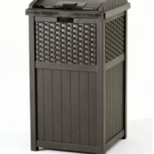 Suncast 77 Quart Resin Beverage Cart, Java, With 33 Gallon Resin Trash Can